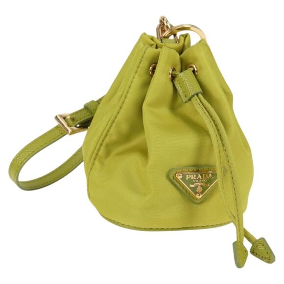PRADA Pouch Nylon Green Gold Auth 126000M - Picture 1 of 16